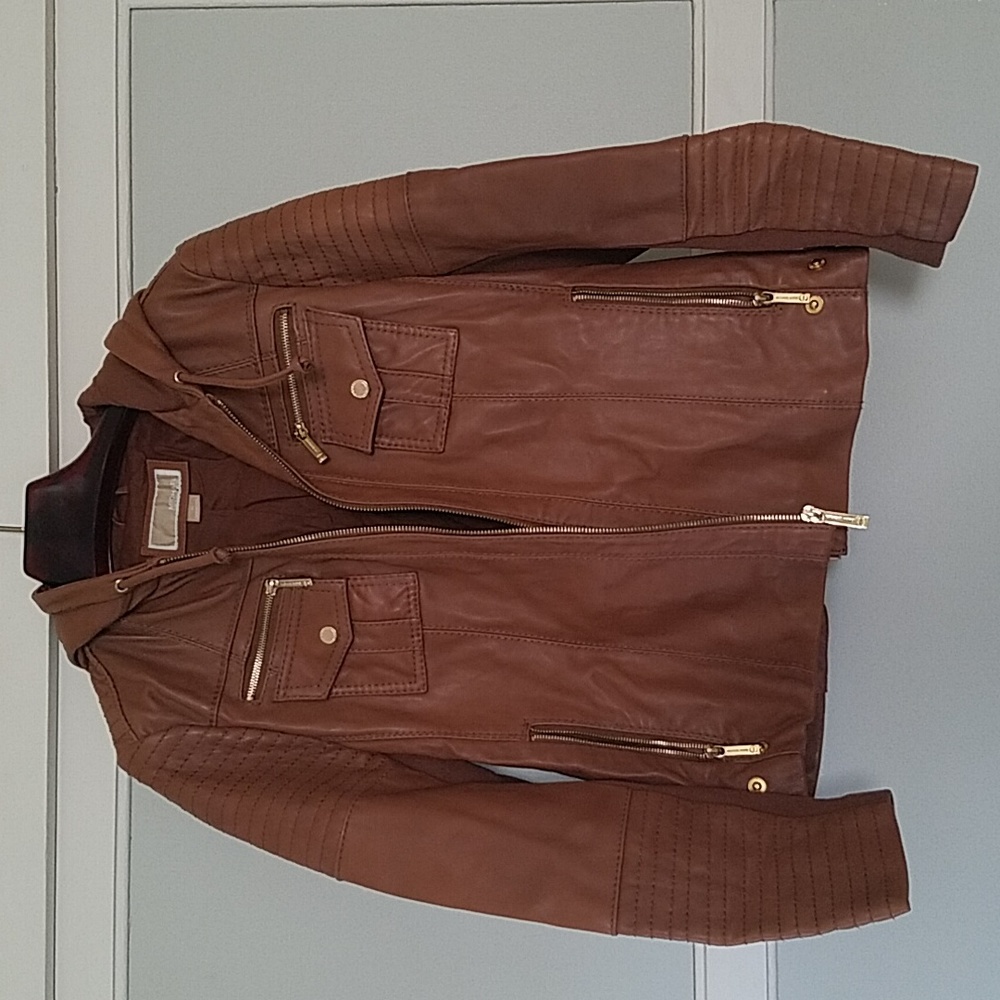 Women's leather hoodie